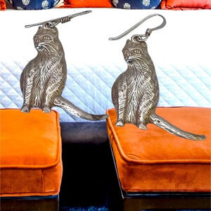 Kitten Earrings Lovely Large Detailed Sterling Cat Pierced Drop Dangle Earrings